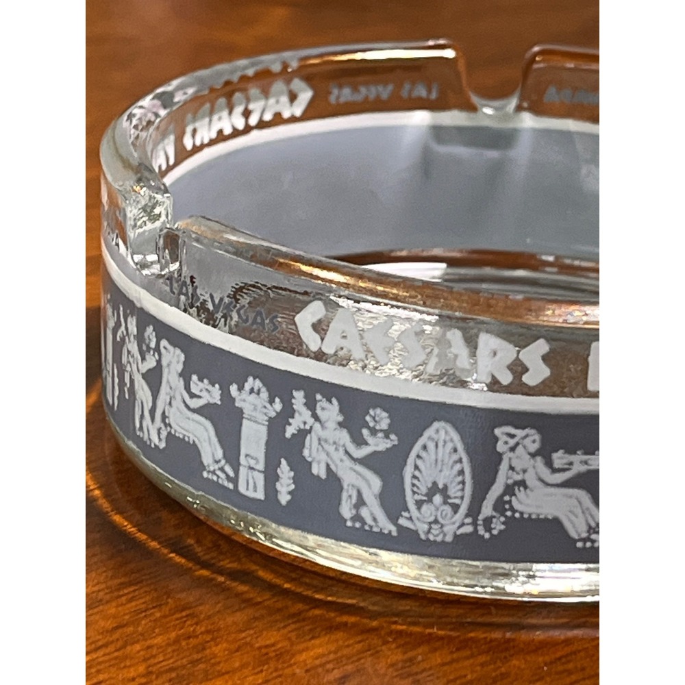 Vintage Caesars Palace Las Vegas Glass Ashtray Roman Casino Gold Trim - Picture 7 of 9